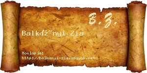 Balkányi Zia névjegykártya